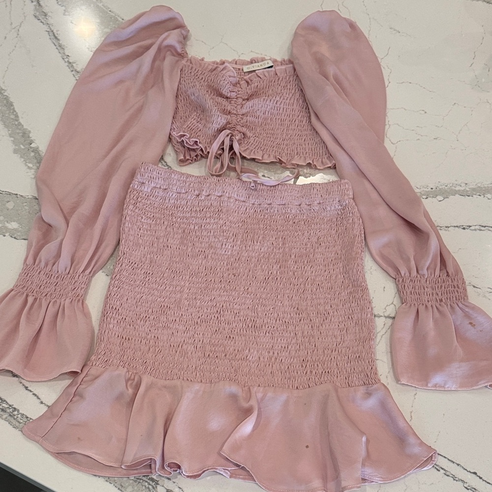 Elegant Pink Smocked Dress